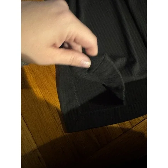 Alembika‎ Women's Black Button Down Leopard Shirt Long Sleeves Ribbed Sz 0